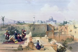 مسجد عمر يُظهر موقع المعبد ، اللوحة 8 من المجلد الأول من "الأرض المقدسة" التي نقشها لويس هاغه (1806-85) ، نُشر عام 1842