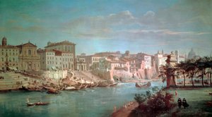 نهر التيبر إلى بورتو دي ريبيتا بواسطة غاسبار فان ويتل (1652 أو 1653-1736)