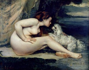 أنثى عارية مع كلب (صورة ليوتين رينو) 1861-62 (زيت على قماش)