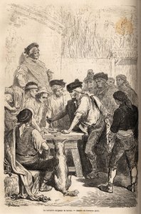 سلاح الباراتيرو من نافاجا ، الذي يطالب باراتو ، يثني على مقدار الألعاب السرية. رسم غوستاف دوري (1832-1883) ، لتوضيح رحلته إلى إسبانيا عام 1862 ، مع تش. دافيلير. النقش في "" Le Tour du monde "، إيدي بواسطة غوستاف دور
