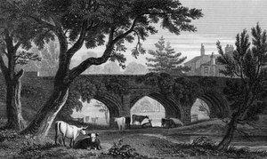 جسر إلثام ، كينت ، نقش بواسطة هنري أدلارد ، 1832