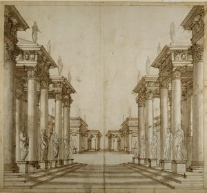 A Roman atrium (pen & ink on paper)