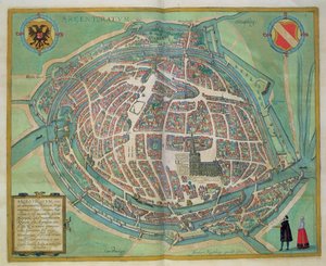 خريطة ستراسبورغ ، من "العالم" التي كتبها براون (1541-1622) وفرانز هوغنبرغ (1535-90) ، ج .1572