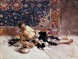 مدخن الأفيون. مدخن الأفيون. لوحة لماريانو فورتوني واي مارسال (1838-1874)