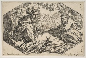 استرح في مصر ، مريم تمسك وتنظر إلى الطفل المسيح بينما القديس يوسف ... ، كاليفورنيا. 1637-1639.