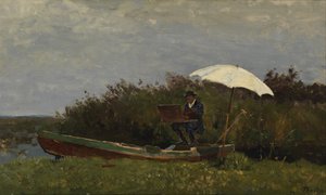 الرسام غابرييل يعمل في قارب ، 1882
