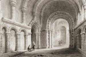 كنيسة كورماك (بني 1127-34) ، صخرة كاشيل ، مقاطعة تيبيراري ، أيرلندا ، من "مشهد وآثار أيرلندا" لجورج فيرتو ، 1860