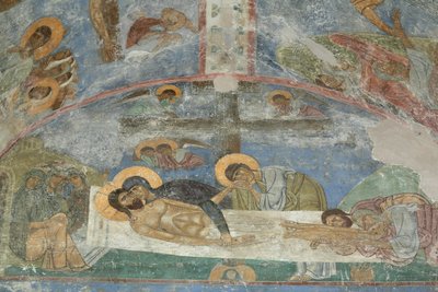 قبر المسيح ، القرن الثاني عشر بواسطة الرسوم الجدارية الروسية القديمة