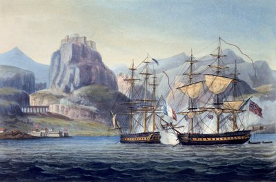 القبض على الفار بواسطة HMS Belle Poule قبالة كورفو ، 1809 ، من التسلسل الزمني البحري لبريطانيا العظمى ، بقلم J. Ralfe بواسطة English School
