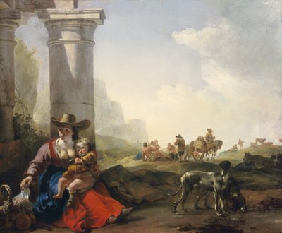 الفلاحون الإيطاليون بين الأنقاض ، 164950 بواسطة Jan Baptist Weenix